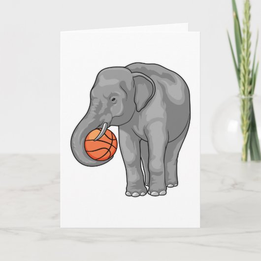 Olifant Basketbalspeler Basketbal Kaart (Voorkant)