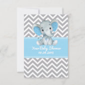 Olifant bedankkaart blauw grijs chevron jongen (Achterkant)