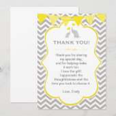 Olifant Bedankkaart Notitie Geel Grijs Chevron (Voorkant / Achterkant)