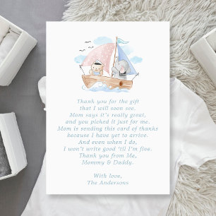 Olifant Beer Boot Baby Shower Bedankkaart