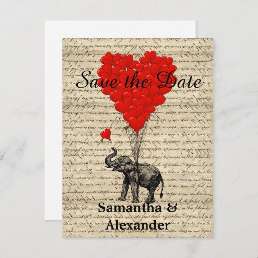 olifant bewaar de datum aankondigingskaart (Voorkant / Achterkant)