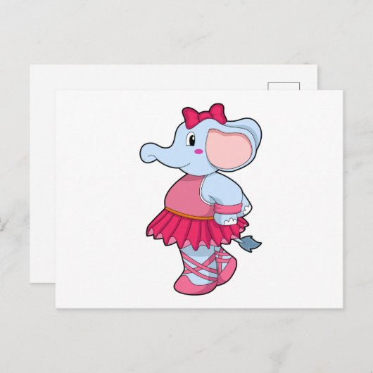 Olifant bij ballet met rok briefkaart (Voorkant / Achterkant)