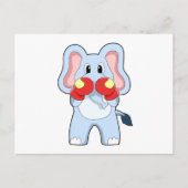 Olifant bij boksen met boks handschoenen briefkaart (Voorkant)