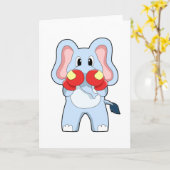 Olifant bij boksen met boks handschoenen kaart (Gele Bloem)