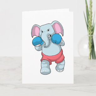Olifant bij Boksen met Bokshandschoenen Kaart