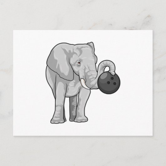 Olifant bij bowlen met bowlingbal briefkaart (Voorkant)