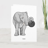 Olifant bij bowlen met bowlingbal kaart (Achterkant)