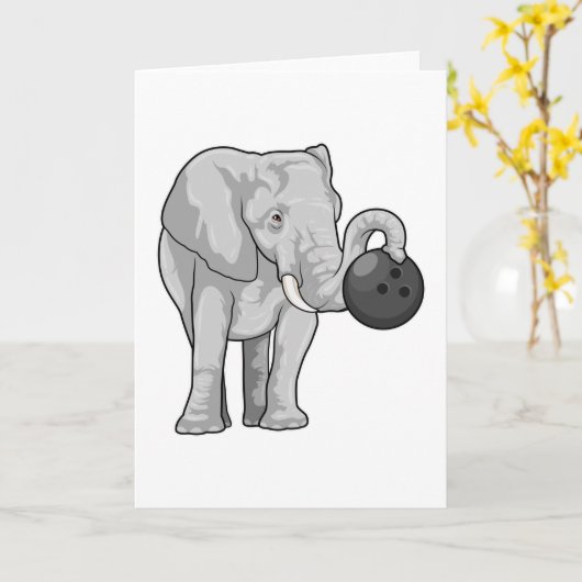 Olifant bij bowlen met bowlingbal kaart (Gele Bloem)