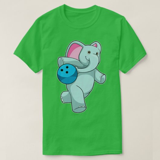 Olifant bij Bowling met Bowling bal 1 T-shirt (Design voorkant)