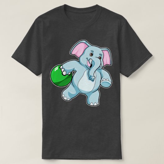 Olifant bij Bowling met Bowling bal 2 T-shirt (Design voorkant)