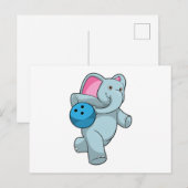 Olifant bij Bowling met Bowlingbal Briefkaart (Voorkant / Achterkant)