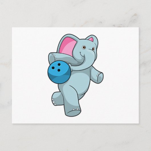 Olifant bij Bowling met Bowlingbal Briefkaart (Voorkant)