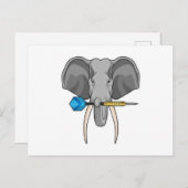 Olifant bij Darten met Pijl Briefkaart (Voorkant / Achterkant)