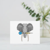 Olifant bij Darts met Dart Briefkaart (Staand voorkant)