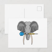 Olifant bij Darts met Dart Briefkaart (Voorkant / Achterkant)