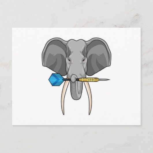 Olifant bij Darts met Dart Briefkaart (Voorkant)