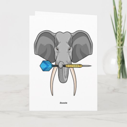 Olifant bij Darts met Pijl Kaart (Achterkant)