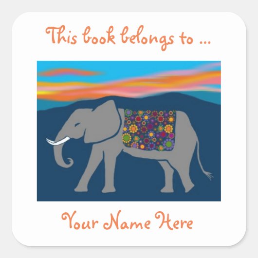 Olifant bij Dusk Ex Libris Bookplate Stickers (Voorkant)