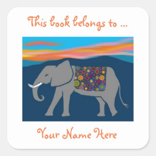 Olifant bij Dusk Ex Libris Bookplate Stickers