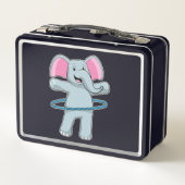 olifant bij fitness met fitnessbanden (Achterkant)