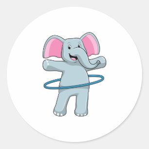 olifant bij fitness met fitnessbanden ronde sticker