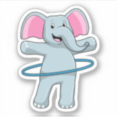 olifant bij fitness met fitnessbanden sticker (Voorkant)