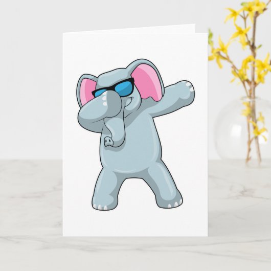 Olifant bij Hip Hop Dans Dab Kaart (Gele Bloem)