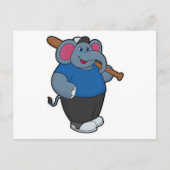 Olifant bij honkbal met honkbalknuppel briefkaart (Voorkant)