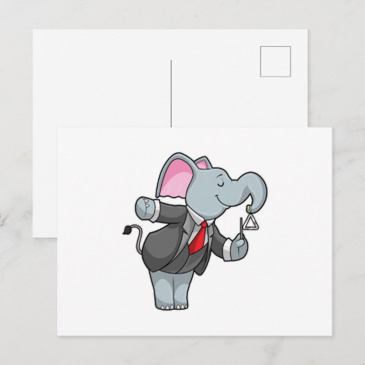 Olifant bij Muziek met Driehoek Briefkaart (Voorkant / Achterkant)