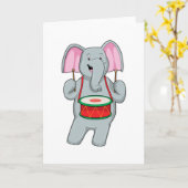 Olifant bij muziek met trommel kaart (Gele Bloem)