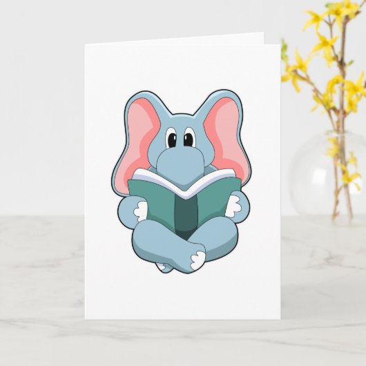 Olifant bij Reading met boek Kaart (Gele Bloem)