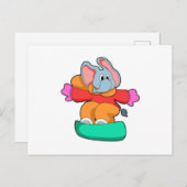 Olifant bij Snowboarden met Snowboard Briefkaart (Voorkant / Achterkant)