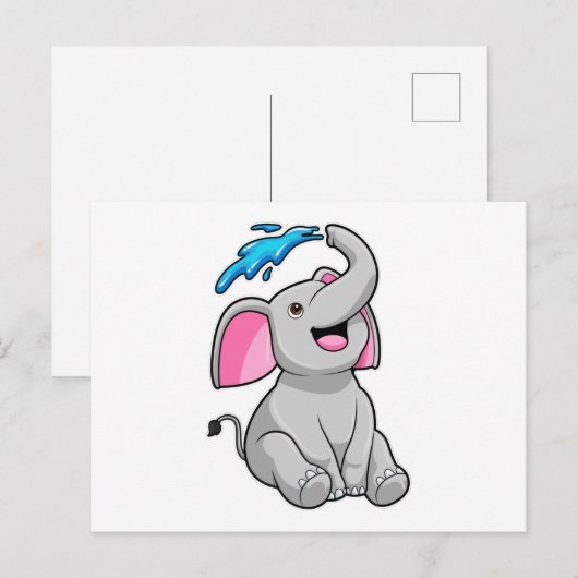 Olifant bij Splash met Water Briefkaart (Voorkant / Achterkant)