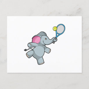 Olifant bij tennis met tennisracket briefkaart