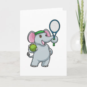 Olifant bij tennis met tennisracket kaart