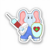 Olifant bij vaccinatie met spuit sticker (Voorkant)
