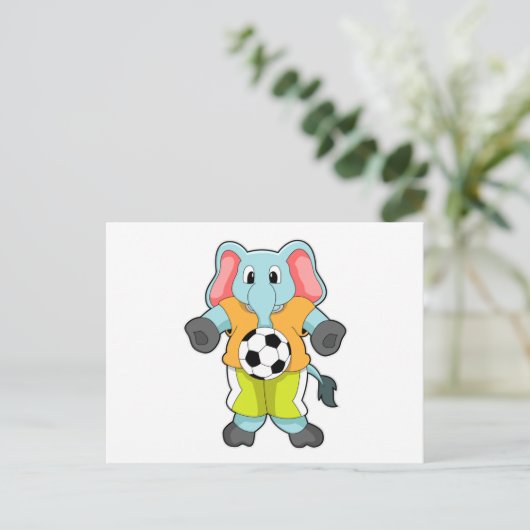 Olifant bij Voetbalsporten Briefkaart (Staand voorkant)