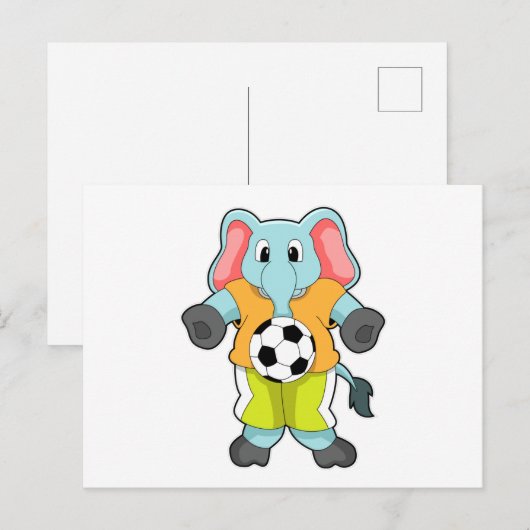 Olifant bij Voetbalsporten Briefkaart (Voorkant / Achterkant)