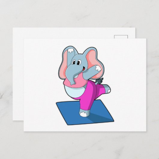 Olifant bij yogarekoefeningen in staande positie briefkaart (Voorkant / Achterkant)