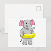 Olifant bij zwemmen met reddingsboei briefkaart (Voorkant / Achterkant)