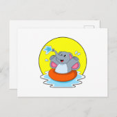 Olifant bij zwemmen met reddingsboei briefkaart (Voorkant / Achterkant)