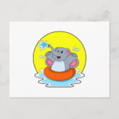 Olifant bij zwemmen met reddingsboei briefkaart (Voorkant)
