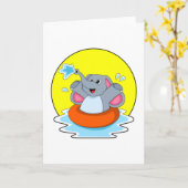 Olifant bij zwemmen met reddingsboei kaart (Gele Bloem)