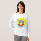 Olifant bij Zwemmen met reddingsboei T-shirt (Voorkant volledig)
