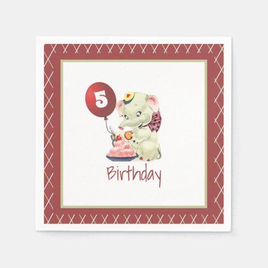 olifant Birthday Napkin Servet (Voorkant)