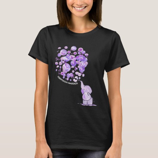 Olifant Blaast Paarse Ballonnen Fibromyalgie T-shirt (Voorkant)