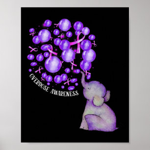 Olifant Blaast Paarse Ballonnen Op Overdosis Bewus Poster
