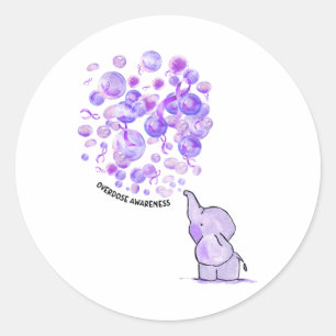 Olifant Blaast Paarse Ballonnen Overdosis Bewustzi Ronde Sticker