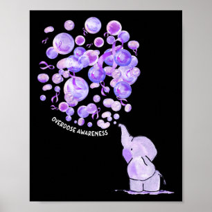 Olifant blaast Paarse leeuwen op overdosis Awareen Poster