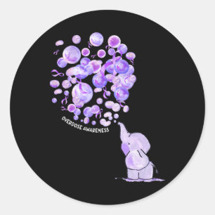 Olifant blaast Paarse leeuwen op overdosis Awareen Ronde Sticker